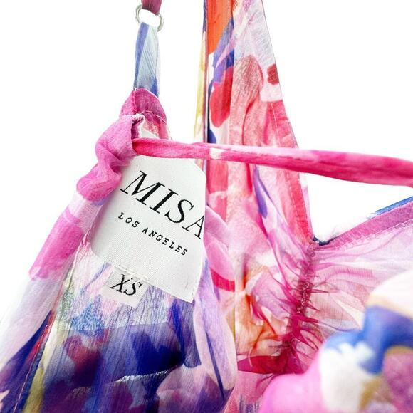 Misa Adjustable Straps Full Bloom NEGINE  Maxi Dress Pink Size XS NWOT - Picture 7 of 11